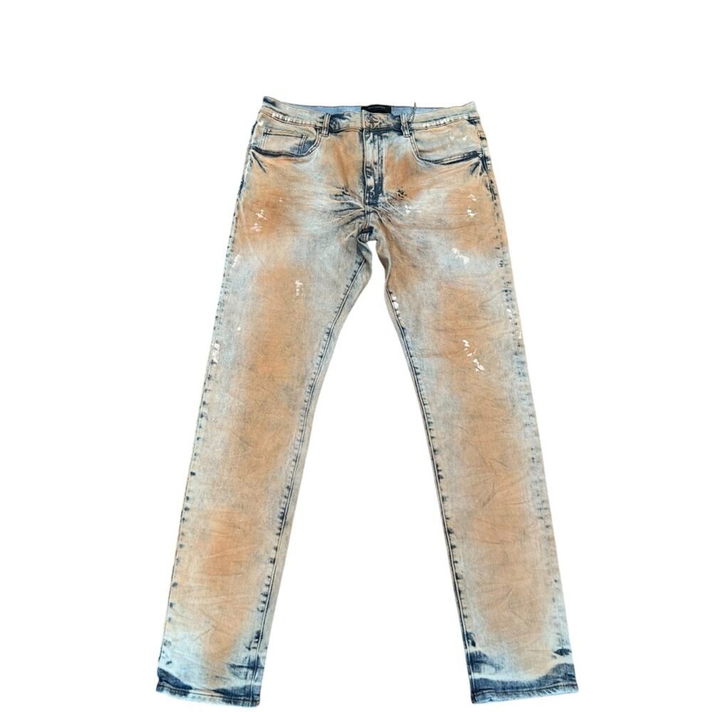 Dead Than Cool Oxidation Men's Distressed Tan and Blue Jeans NWT Size 36